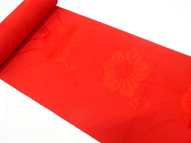 JAPANESE KIMONO / ANTIQUE BOLT FOR HASSUN OBI / WOVEN FLOWER